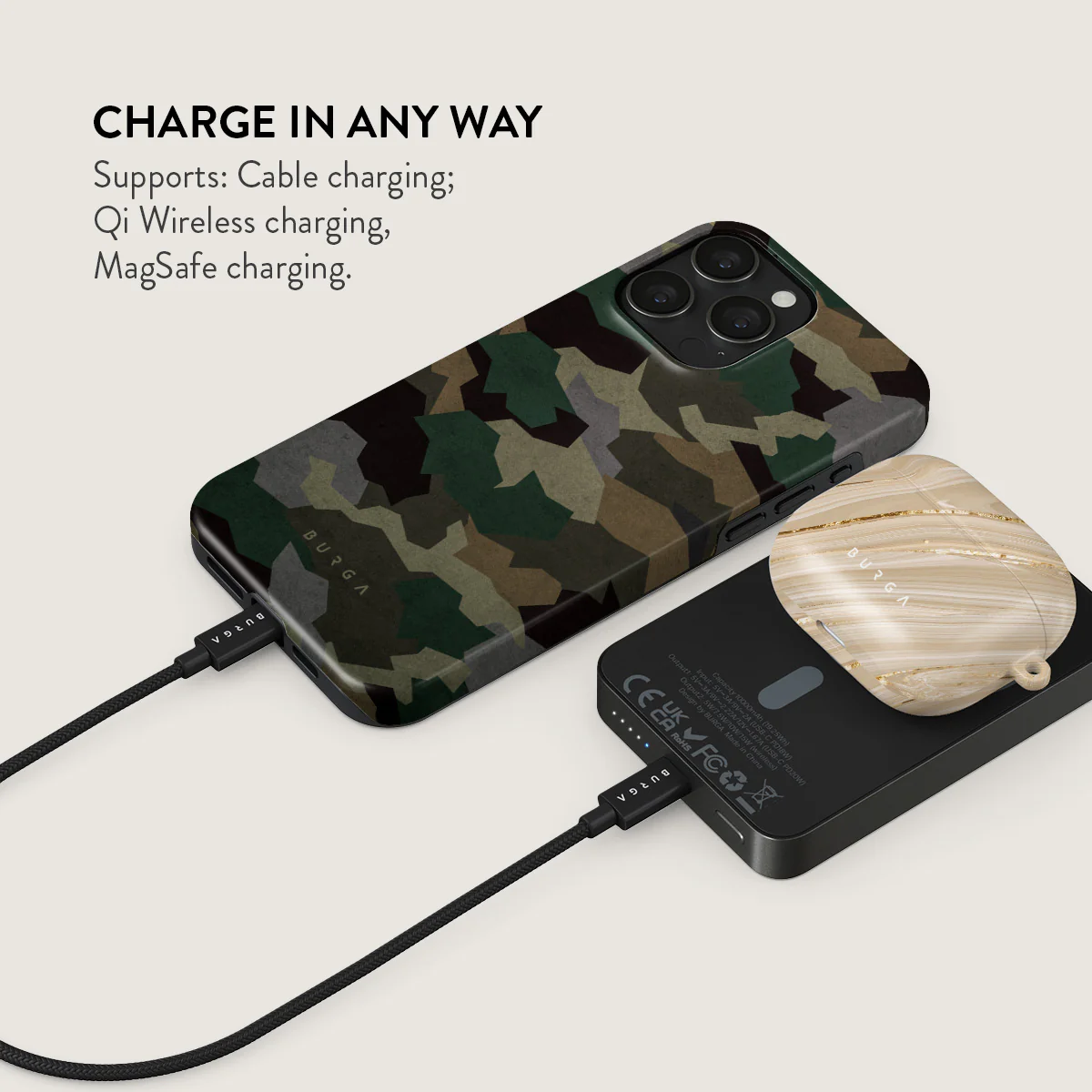 Tropical Green Camo - Magnetic Power Bank