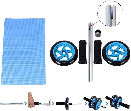 SONGMICS Bauchroller, Bauchtrainer ab Roller, bauchmuskeltrainer ab Wheel Set, mit Kniematte, für Fitness