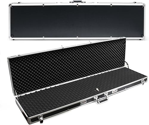 Wiltec Waffenkoffer verschließbar, Gewehrkoffer aus Aluminium, Pistolenkoffer mit Klappverschlüssen und Schlüssel