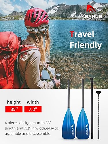 Abahub 2 in 1 Sup Kajak Paddel Aluminium Einstellbares Stand Up Paddle für Paddleboard, Aluminiumlegierung PU-beschichtete Schaft Kunststoff Nylon Klinge