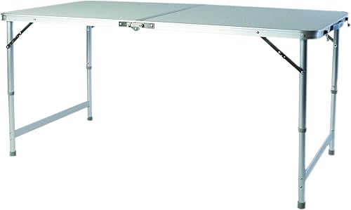 Mojawo 5-teiliges Campingmöbel Set Alu 120x60x58/70cm 1x XXL Campingtisch mit Tragegriff + 4 Campingstühle Anthrazit Stoff Oxfort