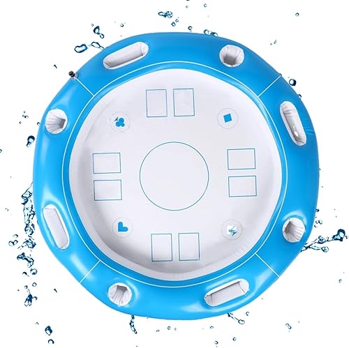 Uonguon Schwimmender Spieltisch, aufblasbare Schwimmstange, 100 x 100 cm, faltbarer Billardtisch mit Getränkehaltern, Schwimmschwimmer für , See, Kreuzfahrt, Camping und Reisen