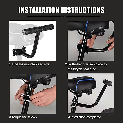 Sicherheits Fahrrad Rücksitz Zubehörsatz mit Rückenlehne, Fahrrad Rücksitz Kissen, Hinteres Sitzkissen Armlehne Fußstütze Set für Mädchen/Jungen/Kinder