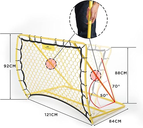 PodiuMax Winkel Einstellbarer Fußball Rebounder Tragbar | Pro Solo Fußball Kick Trainer | 120 x 84 cm | für Übungen und Fußballschuss