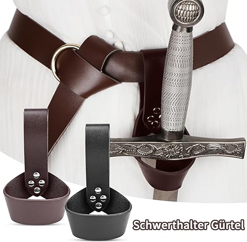 FLEXNOVA Schwerthalter Gürtel, 2 Stück Piraten Gürtel, Schwert Halterung Gürtel aus Leder Schwertgürtel Schwertscheide Piraten Schwert mit Gürtel Retro-Gürtelhalter für Kostümpartys Halloween