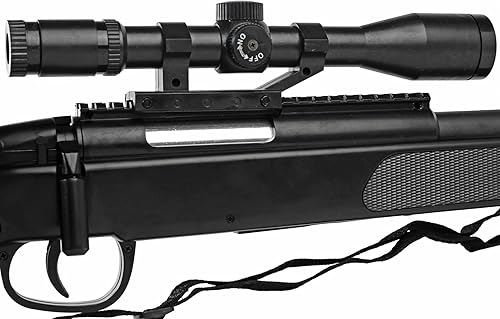 Swiss arms Pack Prestige Airsoft Eagle Sniper schwarz-gefedert/Spring/Aufladung Handbuch (0,5 Joule)-mit Zubehör