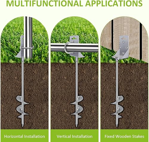 51cm Bodenanker Edelstahl Zelt Heringe Erdnägel, 4 Stück robuste Zeltheringe, Bodenanker Trampolin Erdanker, Heavy Duty Trampolin Anchor für Zelte, Schaukelgestell, Vordächer, Camping (2)