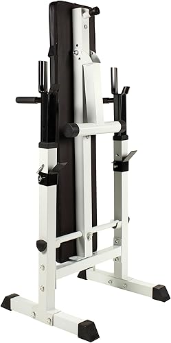 POWRX Hantelbank Profi I Drückerbank höhenverstellbar I Dip Griffe für Fitness Kraft Training I Trainingsbank Einzeln oder Set (Set Hantelbank + 50kg Guss Set)