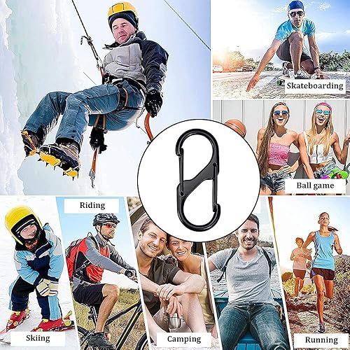 30 Stück S Karabiner Metall Doppelkarabiner Wasserdicht Karabinerhaken langlebiger Clip für Haushalt Wandern Outdoor Angeln