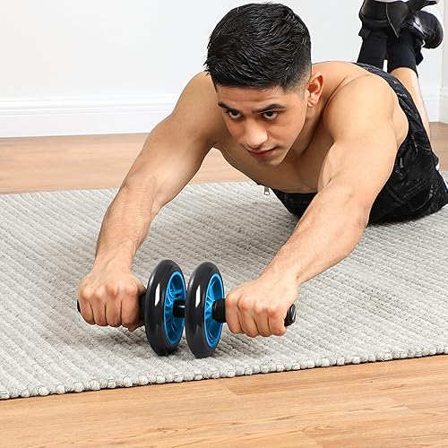 SONGMICS Bauchroller, Bauchtrainer ab Roller, bauchmuskeltrainer ab Wheel Set, mit Kniematte, für Fitness