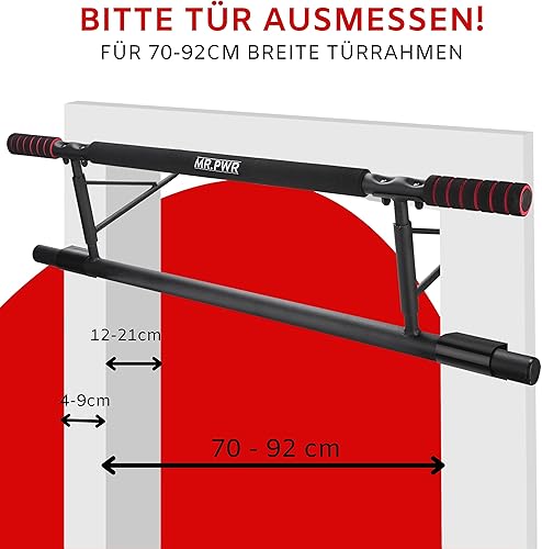 3 in 1 Klimmzugstange Türrahmen & Dip Barren & Liegestützgriffe +20 cm Höhe für volle Klimmzüge, Kraftstation & Pull Up Bar, Reckstange, Klimmzugstange Tür ohne Schrauben