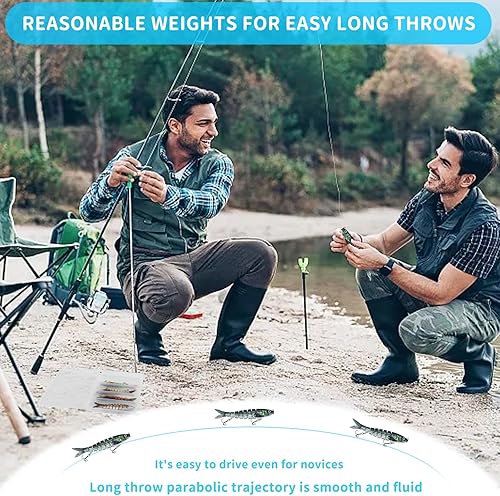 HYran Angelköder, 5 Stück Wobbler Hecht Köder, Barsch Köder, Angelköder für Süßwasser, Swimbait, Jerkbait Hecht mit 2 Drillingshaken und Fischköder Box, für Männer Familien-Angelausrüstung