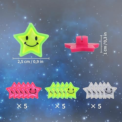 YUNXCNA Bike Speichen Clicker,15 Stück Speichenreflektoren Fahrrad, Fahrradspeichen, Reflektierende Sternspeichen, Fahrradspeichen Dekoration, Farbige Speichen, Dekorative Clips, für Fahrräder