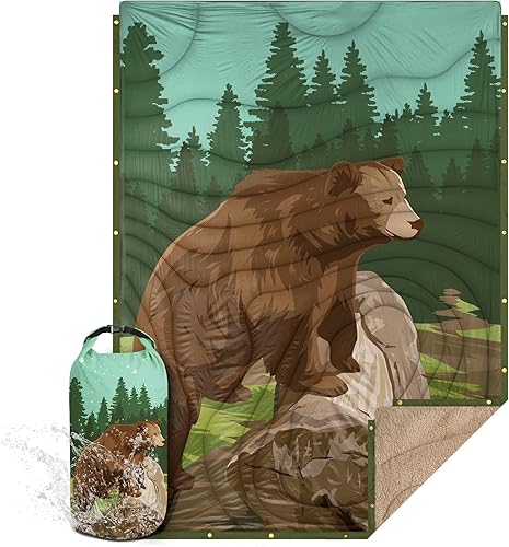 KawaGebo Kamp Sherpa Outdoor Decke Warm & Ultraleicht mit Packsack，N IN 1Camping Decke wasserabweisend，Poncho & Schlafsack Campingdecke Zum Schlafen,Deinem Van,145x200cm