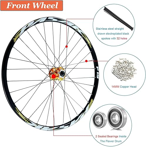 LYYCX AuroraXQ 26/27.5/29' MTB Laufradsatz, Mountainbike Vorderrad Quick Release, HG Scheibenbremse Fahrrad Hinterrad 32H Passend 7-12 Speed Kassette(1 Paar (vorne + hinten),29 Zoll)