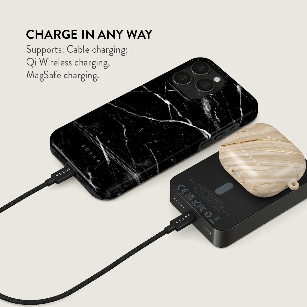 Noir Origin - Black Marble Magnetic Power Bank