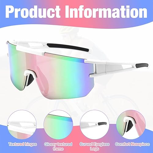 DAJASD Schnelle Brille Damen, UV 400 Polarisiert Fahrradbrille Damen, Sport Sonnenbrille Rave, Fahrradbrille Winddicht Damen, Radfahrer Brille für MTB Radfahren Ski Angeln Laufen Rave