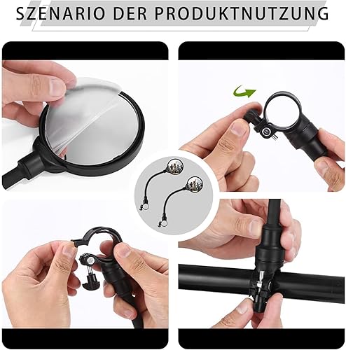 2 Stück Rückspiegel Fahrrad Rückspiegel, Fahrradspiegel 360°Einstellbar und Drehbar, Fahrrad Spiegel Fahrradrückspiegel Mirror für 22-32mm Lenker für FahrradMountainbike Rennräder