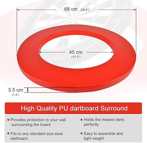 ONE80 Dart Catchring Surround Dartscheibe Schutz Dart Auffangring für 45 cm Dartscheibe (Rot)