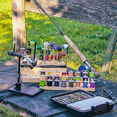 Raprance Fadenspulenständer aus Holz, handgefertigt, zum Fliegenfischen