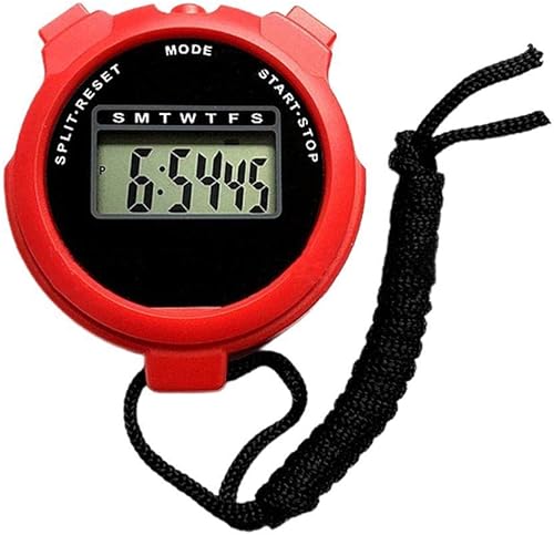 Digitale Stoppuhr, Wasserdicht, Professionell, Leicht, Tragbar, Elektronische Stoppuhr, Digitale Timer-Stoppuhr mit Trageband (Schwarz)