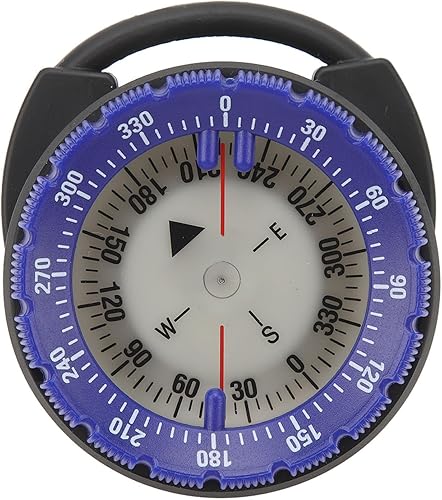 Fockety Unterwasserkompass, Leuchtender Wasserdichter Tauchkompass, 50 M Tiefennavigation mit Seitenfenster, Sichere Verbindung, Klemmhalterung für Tauchen, Wandern, Überleben