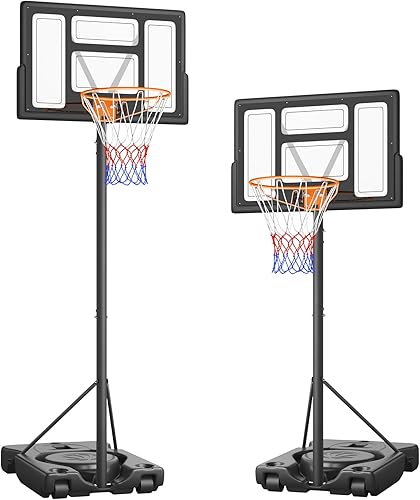 Yoleo Basketballkorb Outdoor,Basketballkorb mit Ständer,135-305 cm Höhenverstellbar,Tragbarer Basketballständer für Erwachsene Kinder
