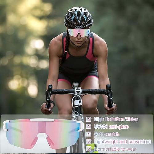 DAJASD Schnelle Brille Damen, UV 400 Polarisiert Fahrradbrille Damen, Sport Sonnenbrille Rave, Fahrradbrille Winddicht Damen, Radfahrer Brille für MTB Radfahren Ski Angeln Laufen Rave