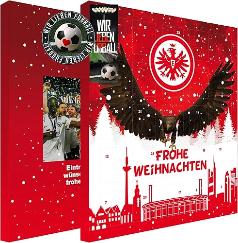 Eintracht Frankfurt Premium Adventskalender gefüllt inkl. Poster SGE + gratis Lesezeichen & Aufkleber Wir lieben Fussball