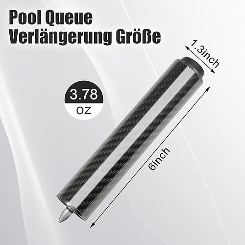 RAYNA GAMES Pool Queue Verlängerung mit 3 Bumpern Carbon Fiber Billard Queue Extender Pool Queue Zubehör