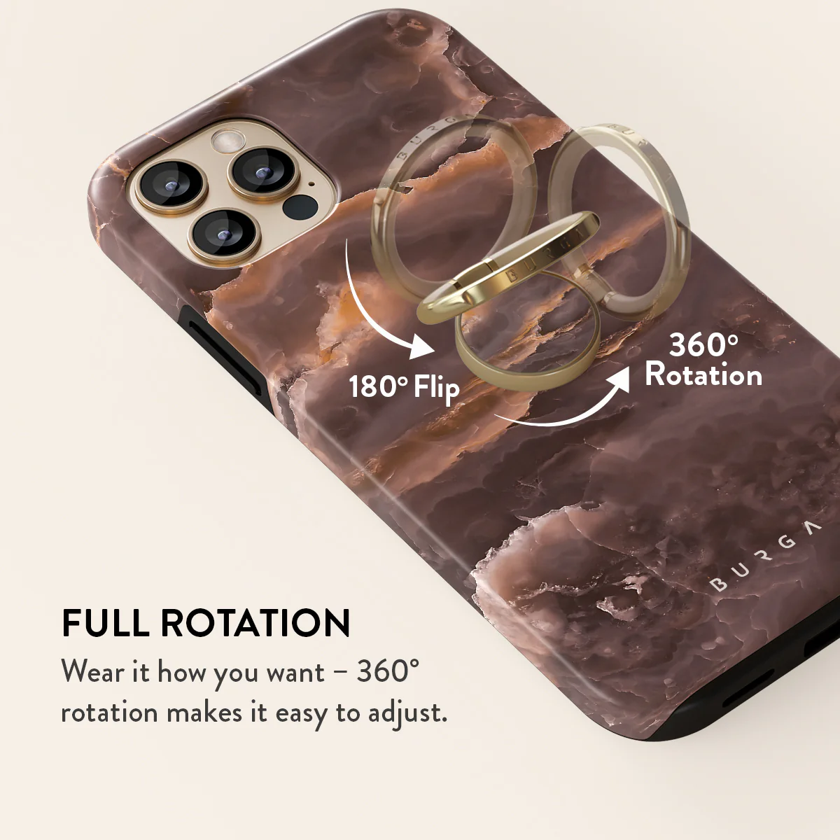 Fire Wood - Brown Marble Adhesive Ring Holder