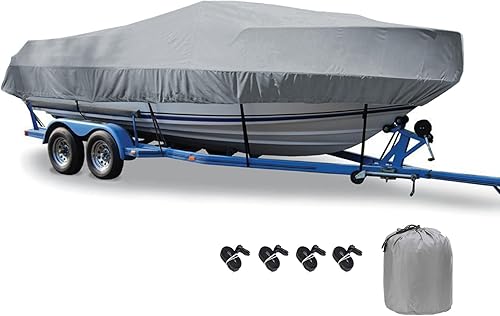 LDIW Persenning Bootspersenning 420D Wasserdicht Bootsabdeckung Staub Schutz Bootsplane, für Yacht Schnellboot Runabout Fisch-Ski,Grau,21~24FT: 732X300cm