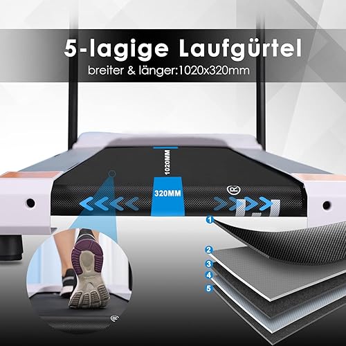 ISE Klappbares Laufband für Zuhause, elektrisches Laufband mit LCD-Anzeige verstellbar Programmen, platzsparend, Mini Laufbänder