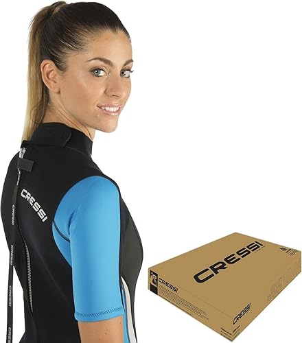 CRESSI Women's Med X Lady Shorty Wetsuit 2.5mm Black/Light Blue/Grey 2XL/6 Kurzer Neoprenanzug für Damen aus 2,5 mm Hochelastischem, Schwarz/Hellblau/Grau, XXL