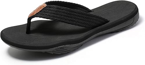 Zehentrenner Leder mit Arch Support Sandalen Sommer Männer Frauen Neigung Ferse Strand Flip Flops Weich Leder Stoff Badelatschen Sommer Beach Rutschfest Pantoletten Hausschuhe