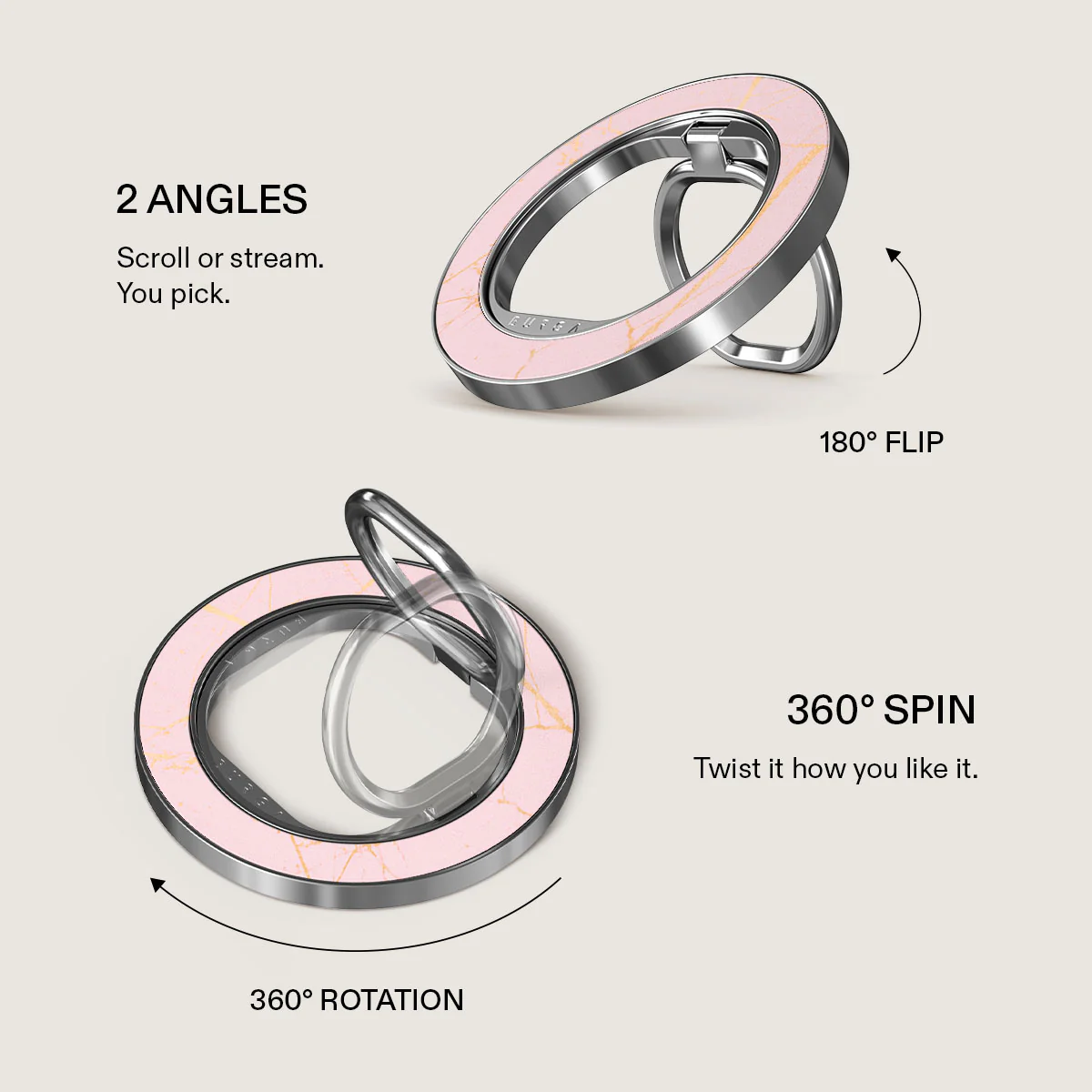 Peachy Gold - Pink Marble Magnetic Ring Holder