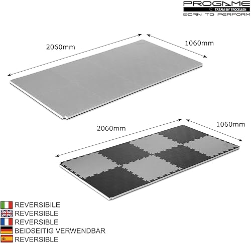 PROGAME Tatami Matte 3,5 cm Kit 8 Stück GYM-HOME Schwarz/Grau 50x50 cm Tatami Puzzle Tatamimatte