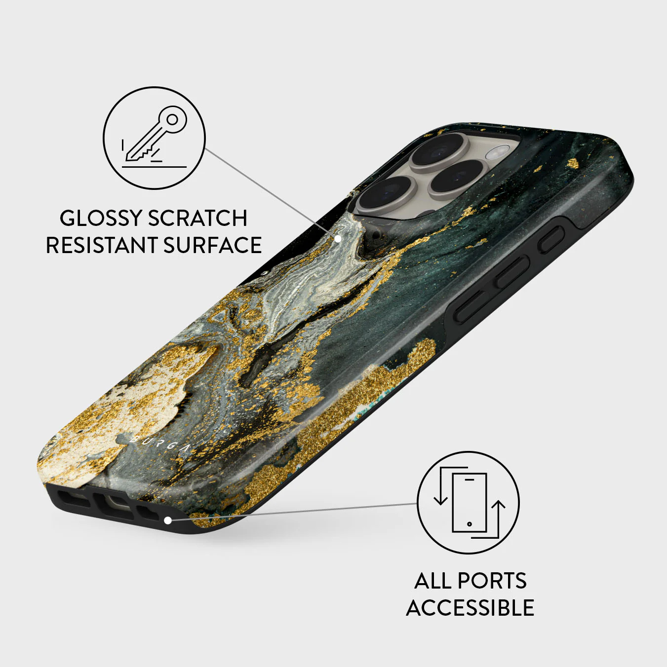 Northern Lights - Marble iPhone 16 Pro Max Case