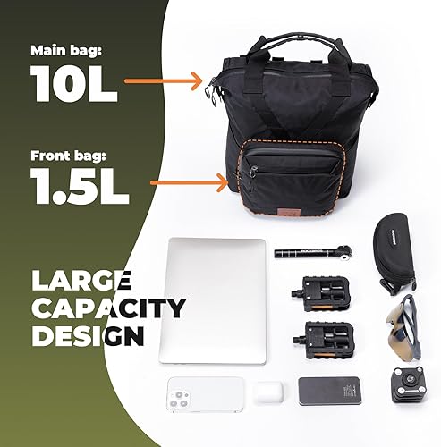 ROCKBROS Fahrradlenkertasche für Brompton Faltbarer Fahrradrucksack Urbaner Lenkerrucksack und Citybikes Alltags Outdoor Sporttasche für Damen Herren Armeegrün