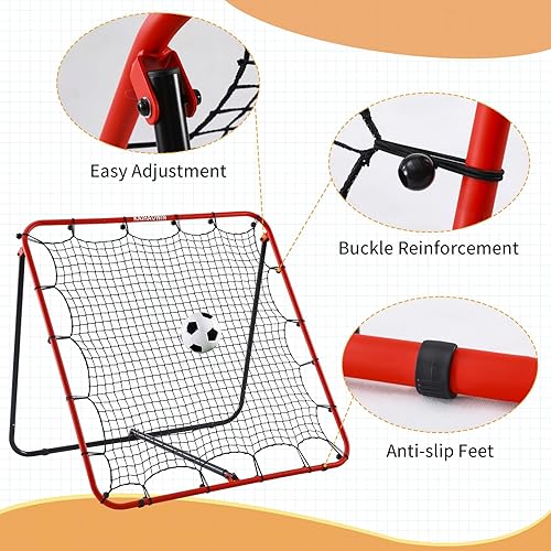 KAIHAOWIN Rebounder für Fußball 120 ×180 cm|120 ×120 cm，Fußball Rebounder Metall mit Verstellbarem Winkel, Rückprallwand für Fußball