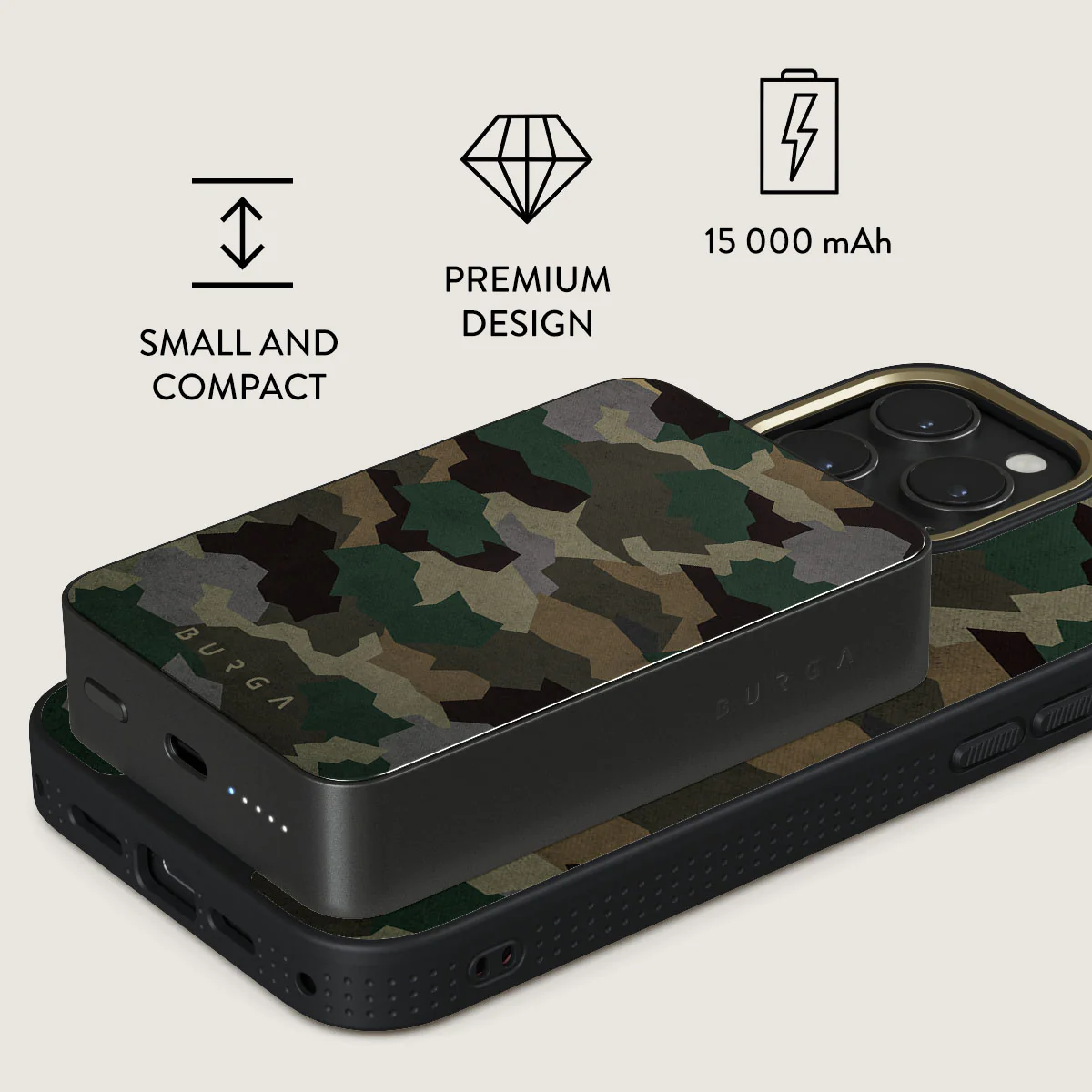 Tropical Green Camo - Magnetic Power Bank