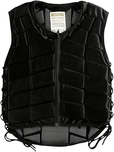Harilla Reitweste, Stoßdämpfungsschutz, Verstellbarer Riemen, Weste, Schutzweste für Kinder (schwarz)