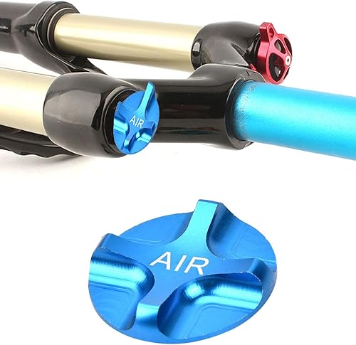 Acouto Fahrradfedergabel aus Aluminiumlegierung, Luftdichter Ventildeckel für Vorderradgabel, Fahrradzubehör (blau). Fahrräder und Ersatzteile (Blau)