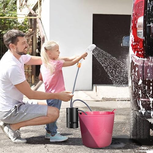 Koopsmate tragbare Außendusche,2 Flussmodi, IPX7 wasserdicht, mit LED-Licht, 4400mA Batterie, USB-Aufladung, elektrische Duschpumpe, geeignet für Wandern/Backpacking, Reisen, Strand, Haustiere, Blumen