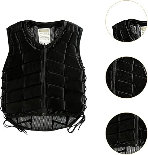 Harilla Reitweste, Stoßdämpfungsschutz, Verstellbarer Riemen, Weste, Schutzweste für Kinder (schwarz)