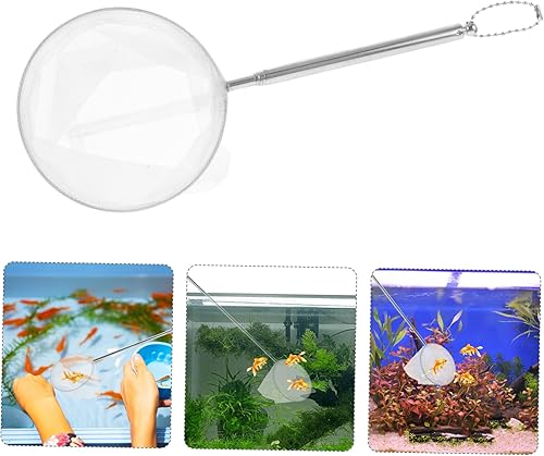NAMOARLY Teleskopisches Aquarium Fischnetze Mit Feinem Netz Edelstahl Kescher Für Kleine Aquarien Ausziehbarer Griff Für Einfaches Fangen Und Reinigen Von Fischen Und Garnelen