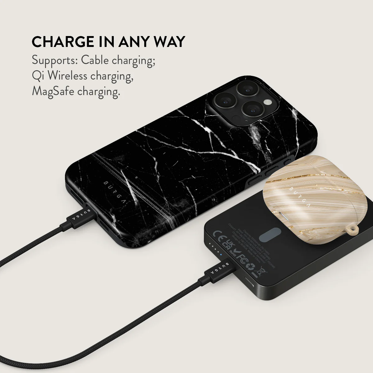 Noir Origin - Black Marble Magnetic Power Bank