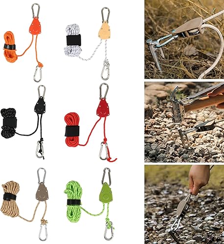 IGTOPS Tragbare Seilrolle Camping Seil, Outdoor-Riemenscheiben-Einsteller, Hebe-Riemenscheibe, Verstellbares Zelt-Campingseil, Für Zeltvordächer, Überdachungen, Camping, Wandern, 4mm*4m