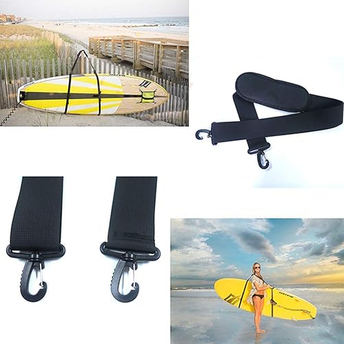 Kangmeile Tragegurt für SUP Board, Surfbrett Schultergurt, Spanngurt Mit Gummischnalle für Kajak, Kanu, Surfboard, Segel, Unisex, Schwarz