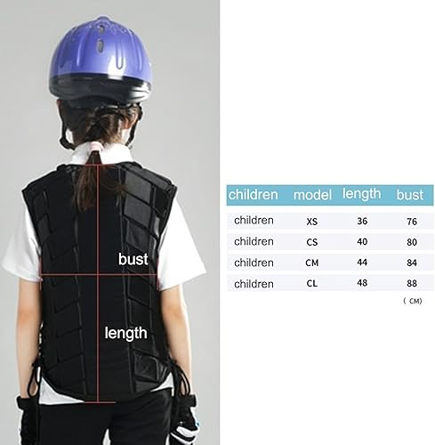 Harilla Reitweste, Stoßdämpfungsschutz, Verstellbarer Riemen, Weste, Schutzweste für Kinder (schwarz)